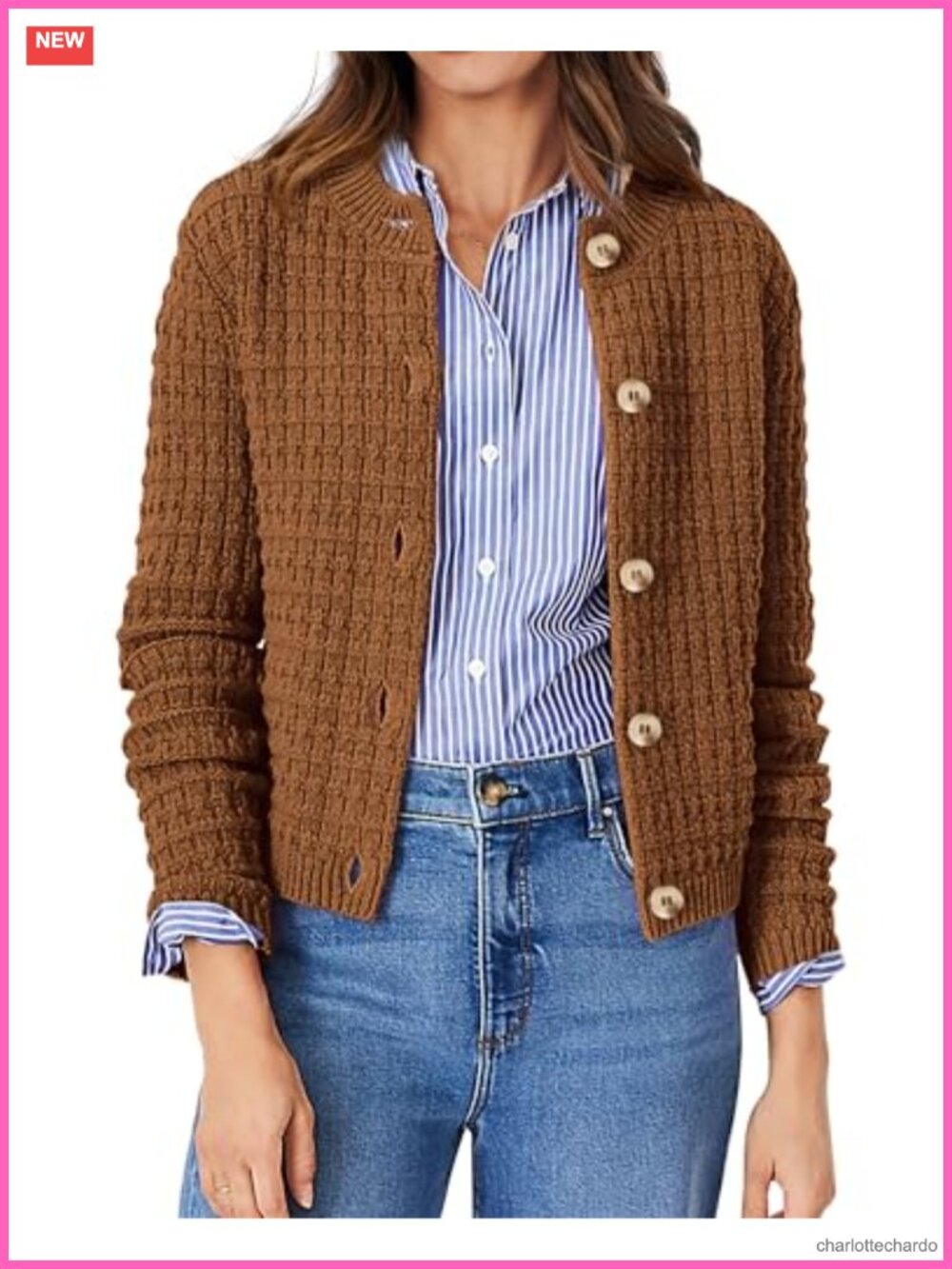 Cotton Knit Open Front Long Sleeve Cardigan Button Up Sweater